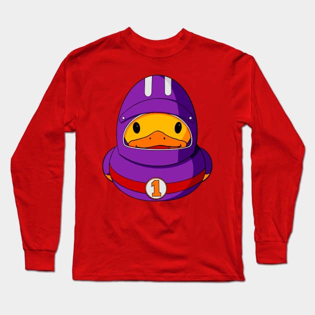 Racing Car Driver Rubber Duck Long Sleeve T-Shirt by Alisha Ober Designs